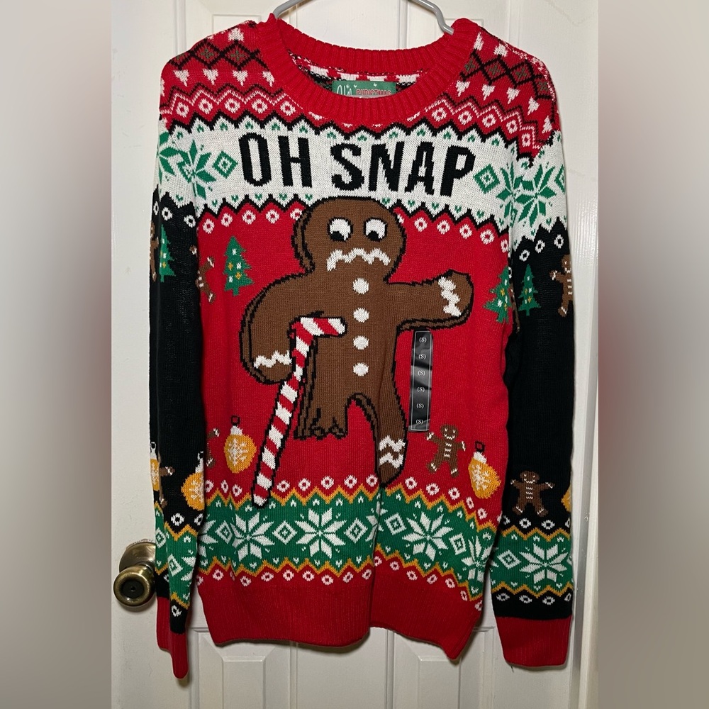 NWT 'OH SNAP' FUNNY GINGERBREAD UGLY CHRISTMAS SWEATER